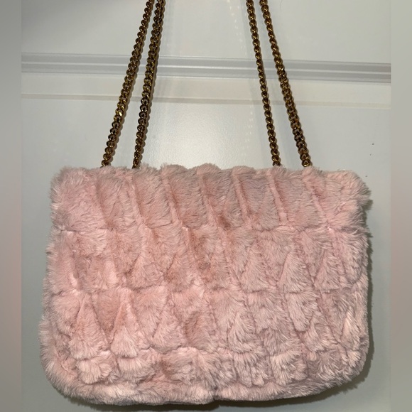 Versace Faux Fur Quilted Virtus Bag English Rose - Picture 4 of 10